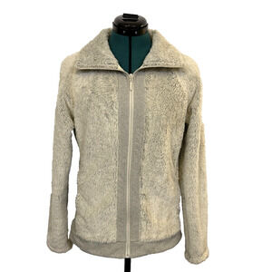 The North Face‎ Women's Furry Fleece Full Zip Jacket Deep Pile Gray Beige Small